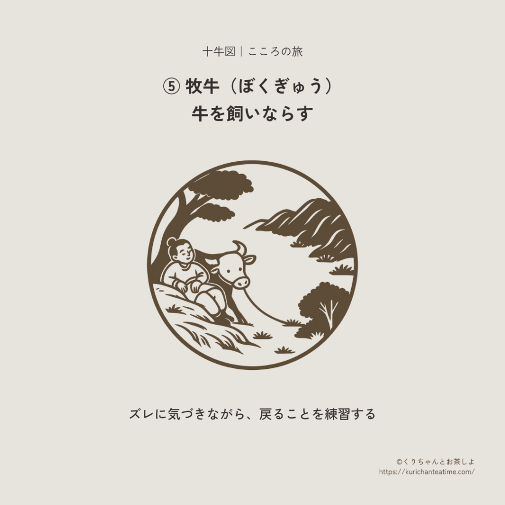 十牛図：⑤ 牧牛のイラスト