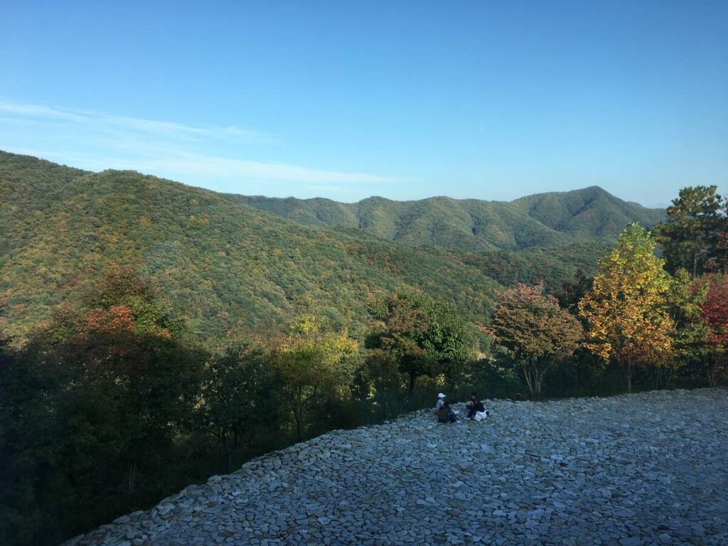 ミュージアムSANの庭でピクニックをする人たち